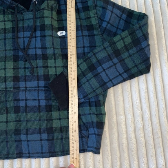 Abercrombie & Fitch Blue Green Plaid Hoodie - Picture 5 of 8